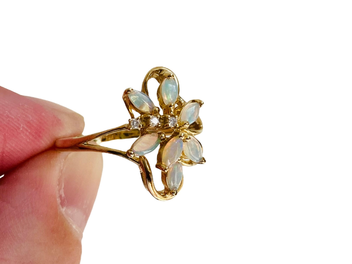 9ct Gold Opal & Diamond Ring