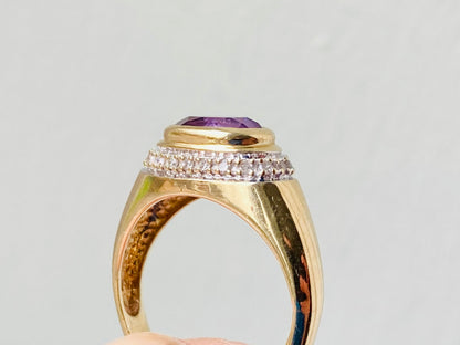 9ct Gold Amethyst & Diamond Ring