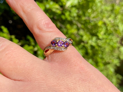 9ct Gold Amethyst & Diamond Ring