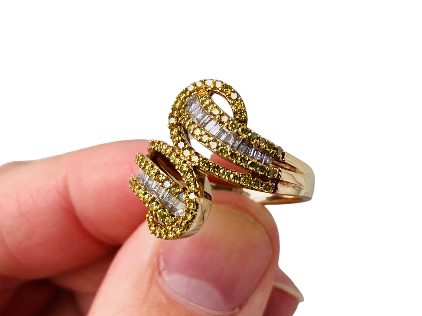 9ct Gold Yellow & White Diamond Ring