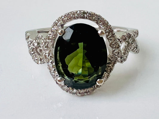 14ct Gold Tourmaline & Diamond Ring