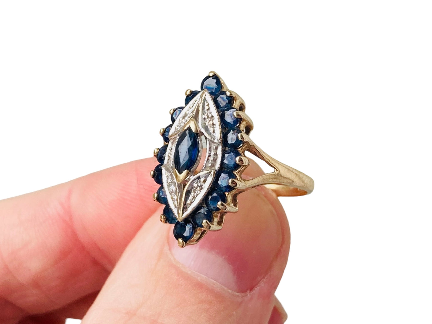 Vintage 9ct Gold Sapphire & Diamond Ring