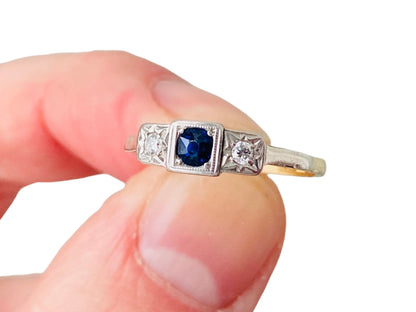 Vintage 18ct Gold Sapphire & Diamond Ring