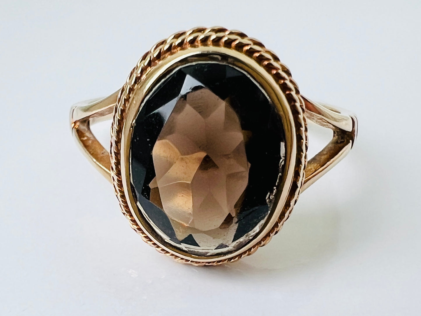 Vintage 9ct Gold Smoky Quartz Ring