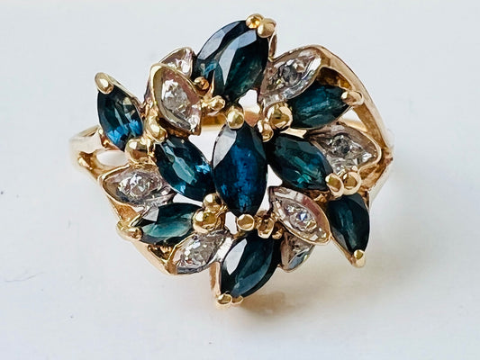 9ct Gold Sapphire & Diamond Ring