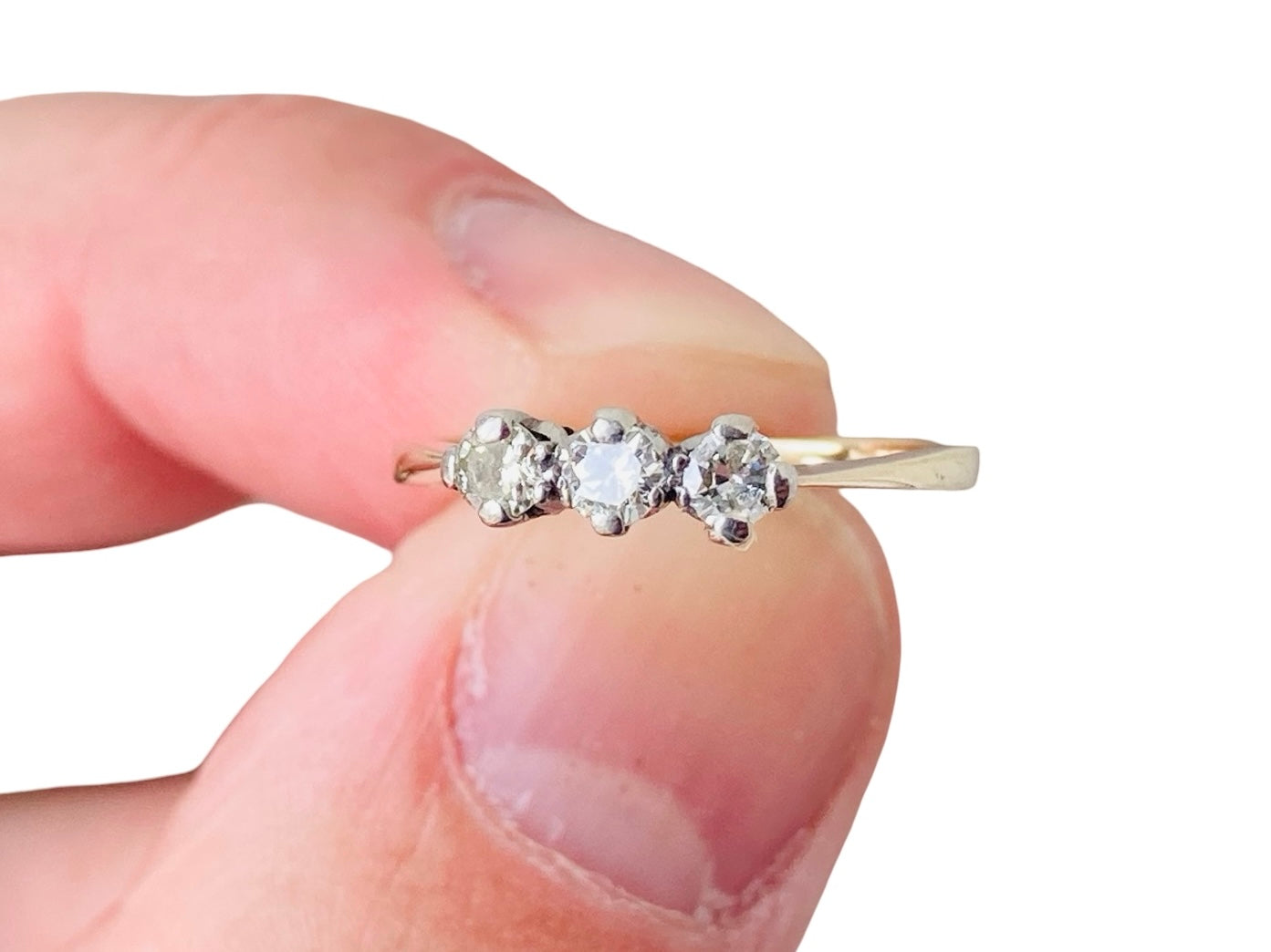 Vintage 9ct Gold Three-Stone Diamond Ring