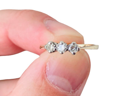 Vintage 9ct Gold Three-Stone Diamond Ring