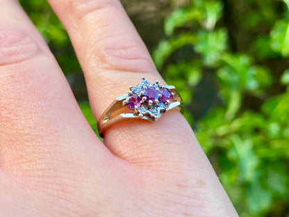 Vintage 9ct Gold Ruby & Diamond Ring