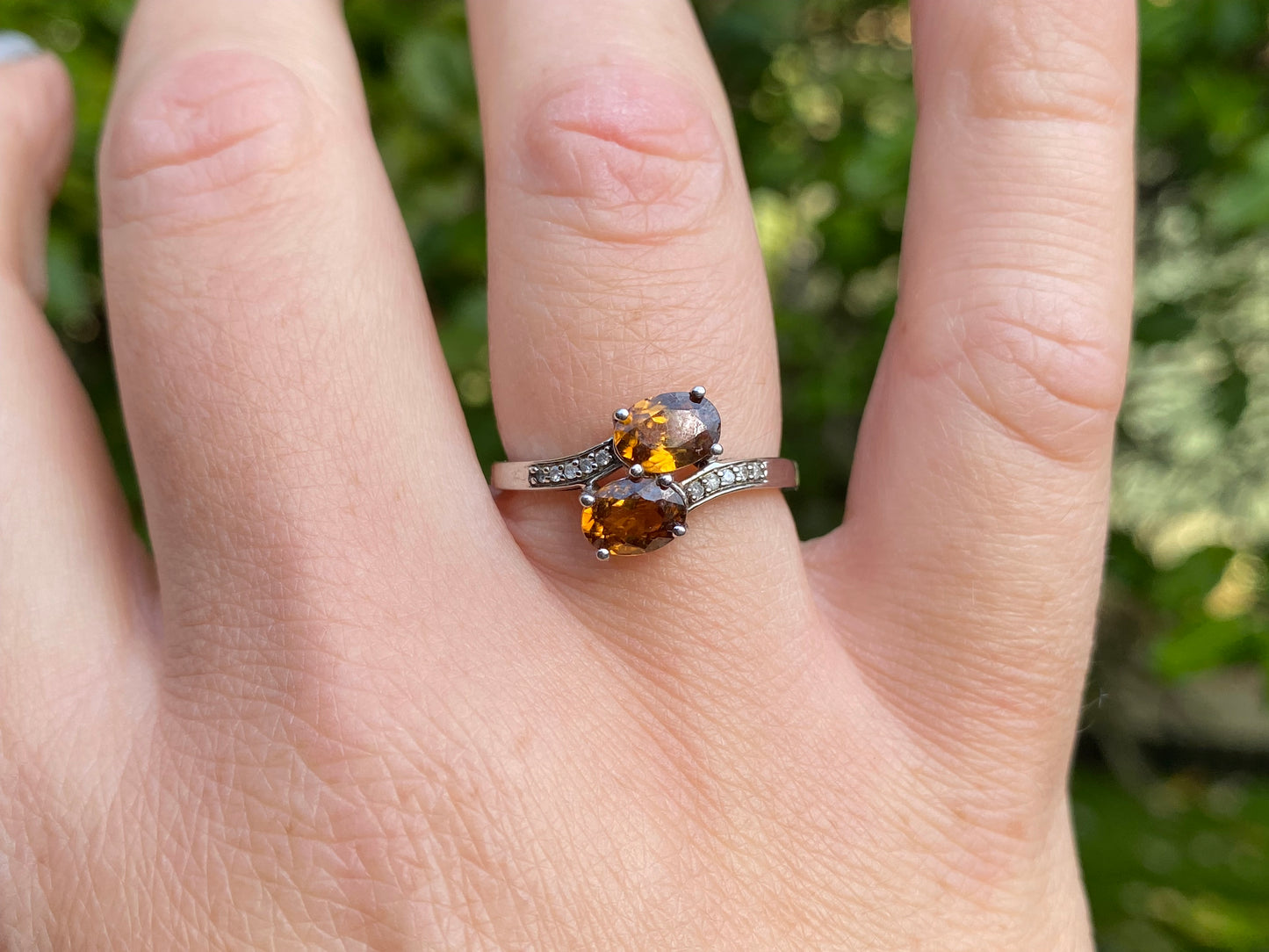 9ct Gold Orange Topaz & Diamond Ring