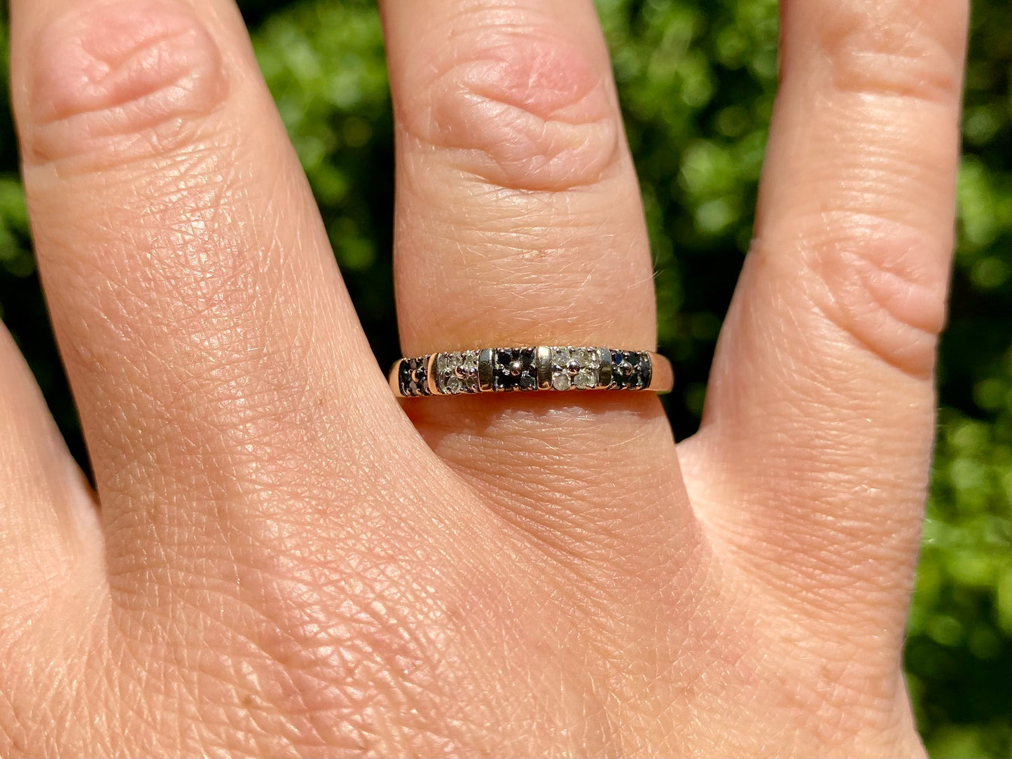 9ct Gold Black & White Diamond Ring