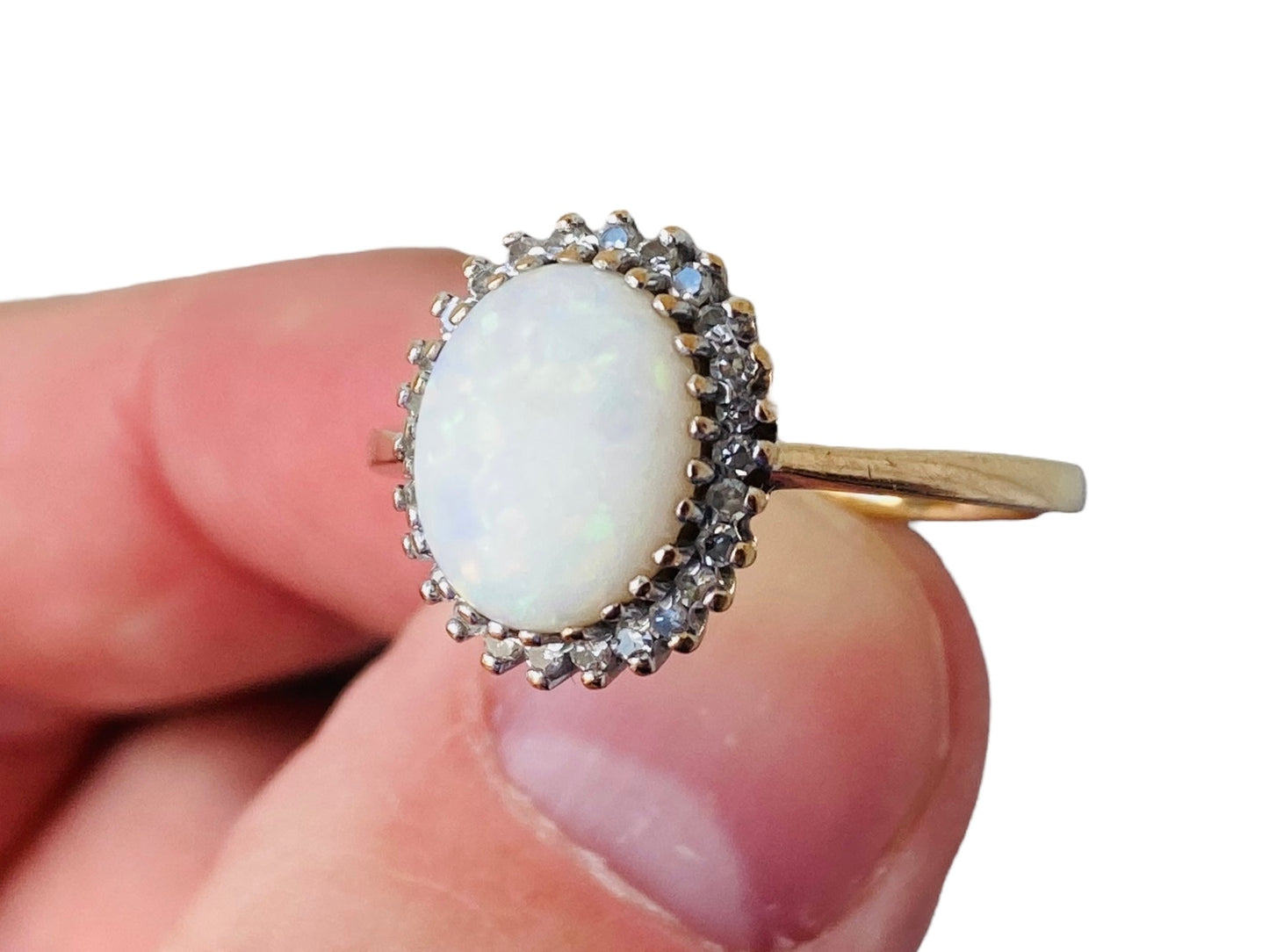 9ct Gold Opal & Diamond Ring