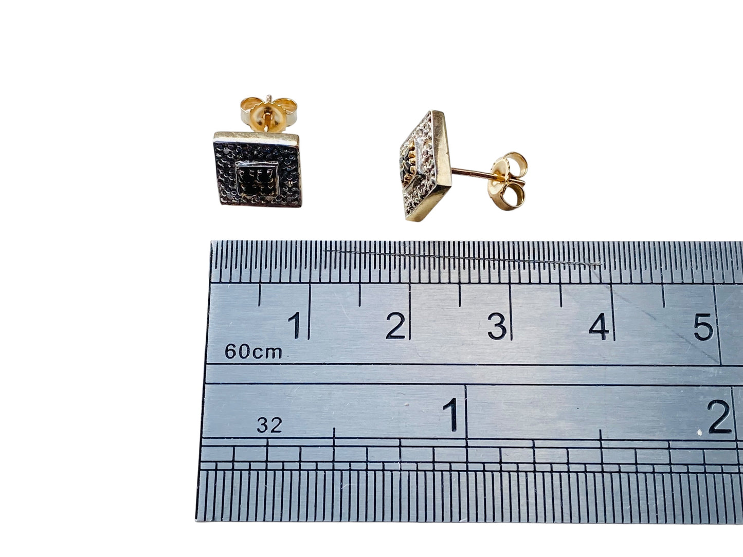 9ct Gold Black & White Diamond Earrings