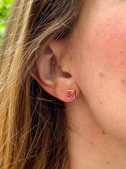9ct Gold Pink Topaz Earrings