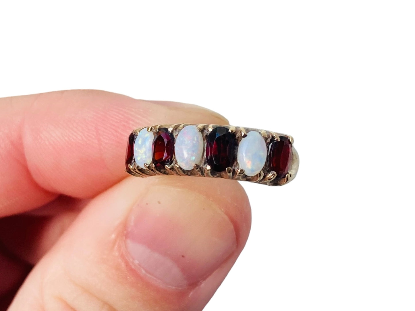 Vintage 9ct Gold Opal & Garnet Ring