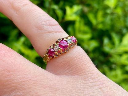Antique 18ct Gold Ruby & Diamond Ring