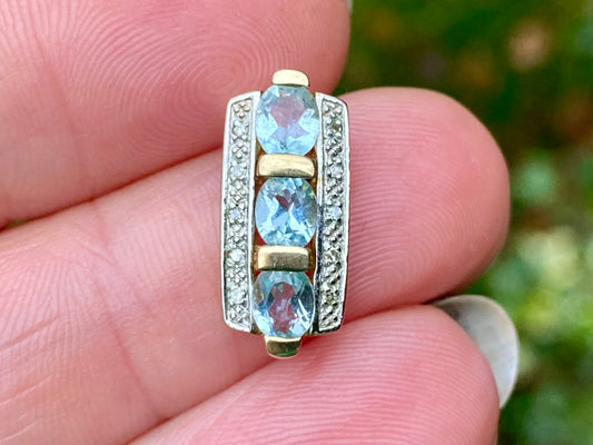 9ct Gold Topaz & Diamond Pendant