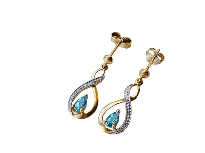 9ct Gold Topaz & Diamond Earrings
