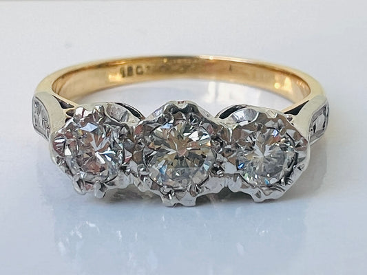 Antique 18ct Gold Three-Stone Diamond Ring