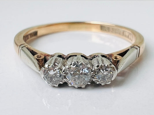 Antique 9ct Gold & Platinum Diamond Ring
