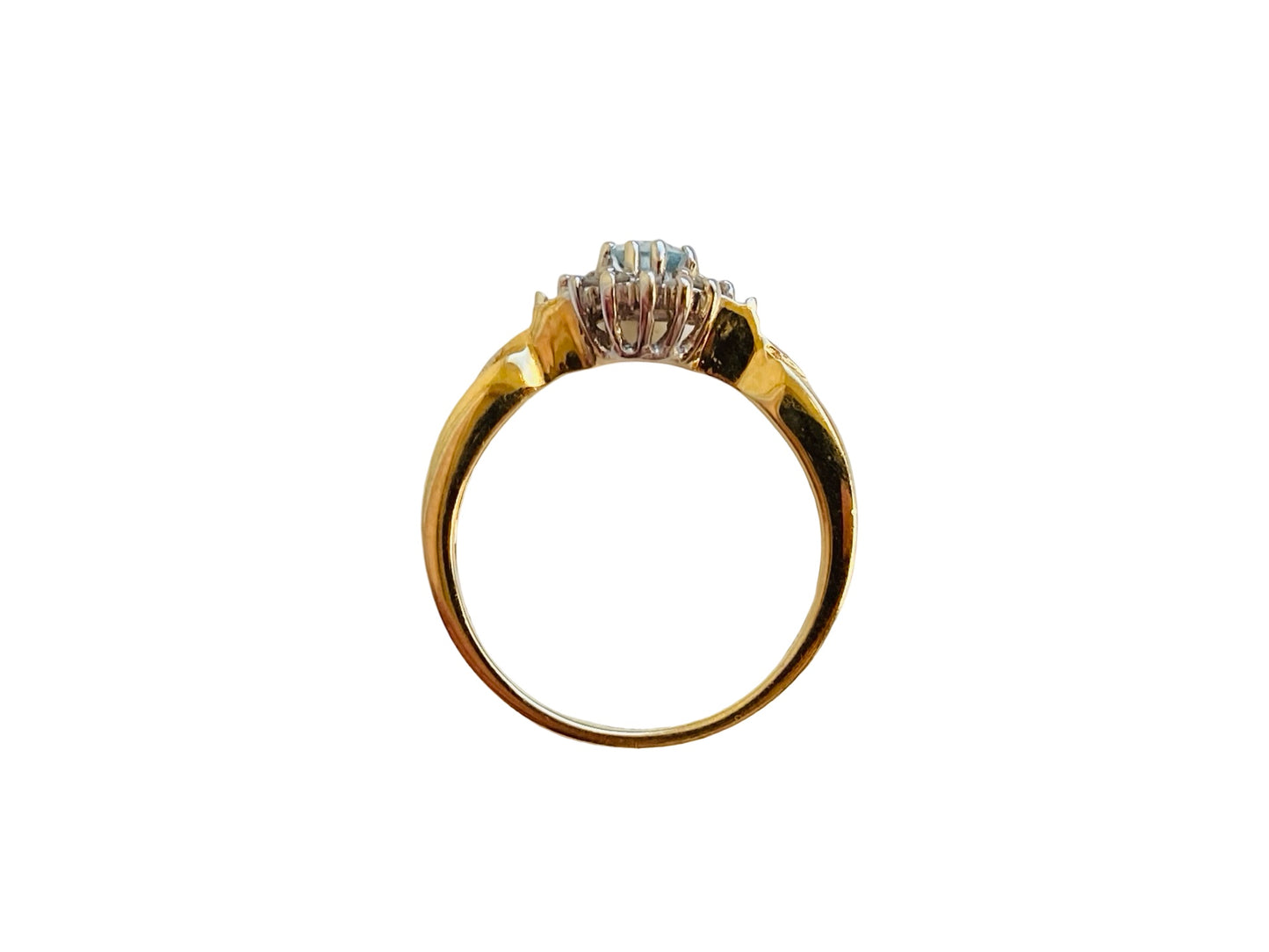 9ct Gold Aquamarine & Diamond Ring