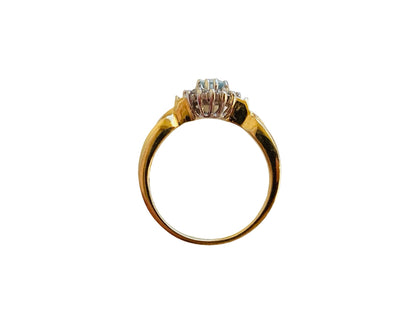 9ct Gold Aquamarine & Diamond Ring