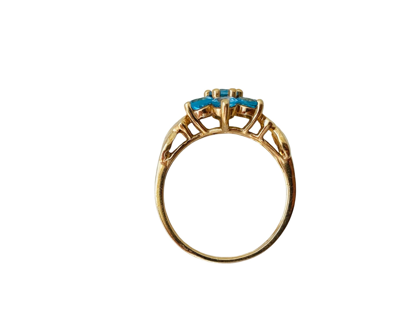 Vintage 9ct Gold Topaz Daisy Ring