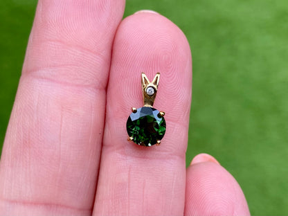 9ct Gold Tourmaline & Diamond Pendant