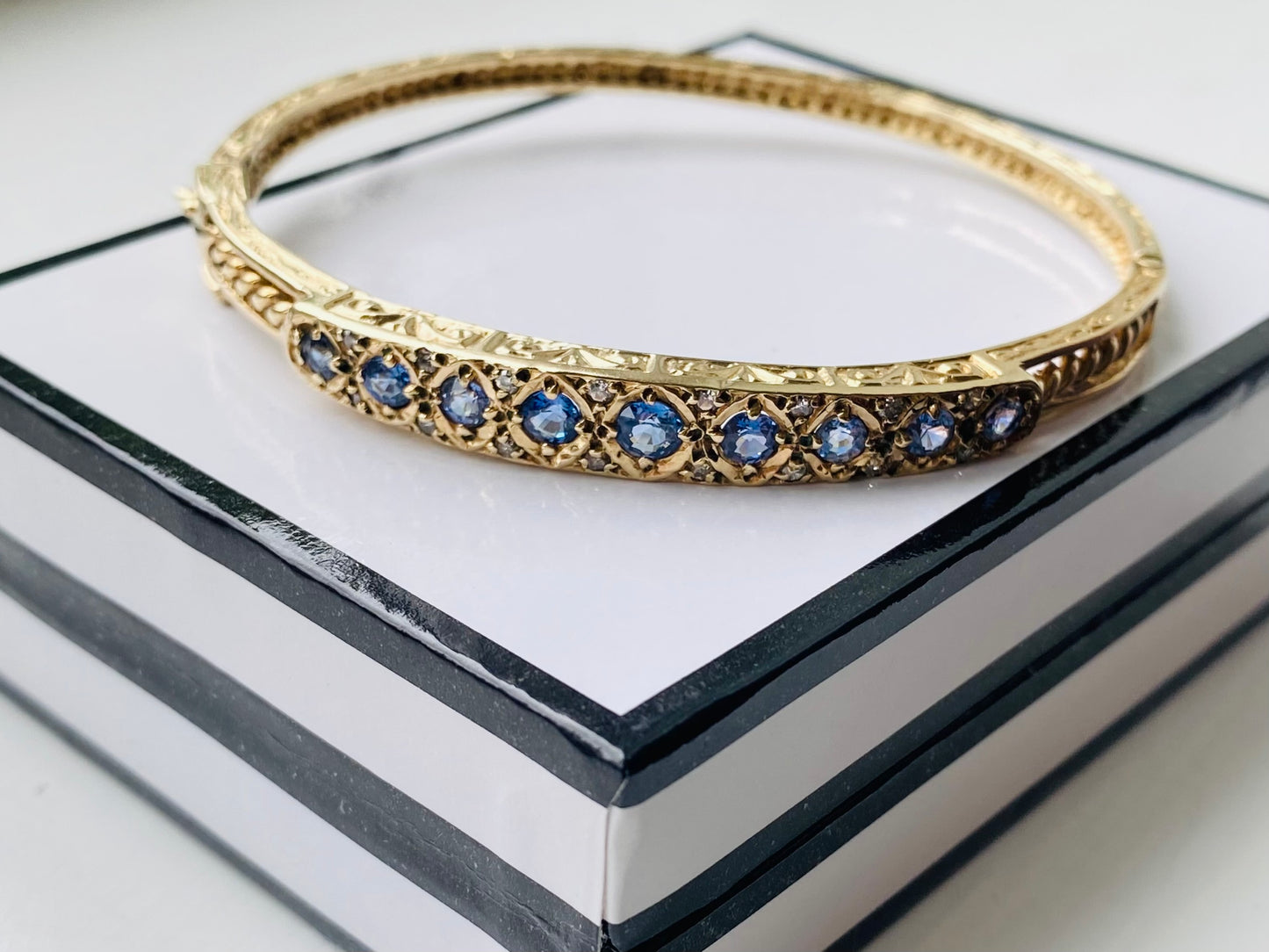 9ct Gold Sapphire & Diamond Bangle