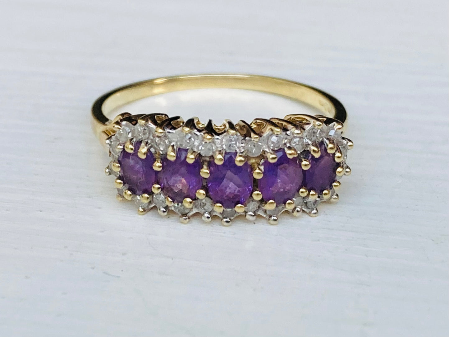 9ct Gold Amethyst & Diamond Ring