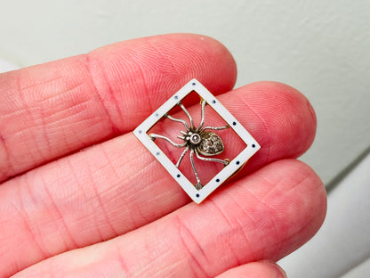 Antique Gold Enamel Spider Pendant