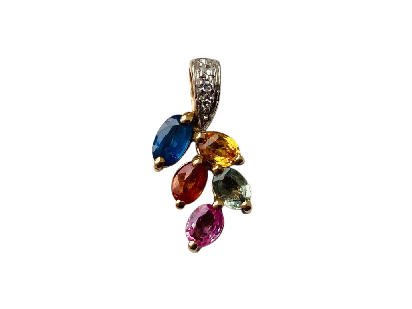 9ct Gold Multi-Sapphire & Diamond Pendant