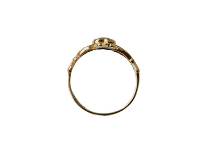 Vintage 9ct Gold Jade Claddagh Diamond Ring