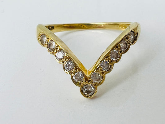 18ct Gold Diamond Wishbone/Chevron Ring