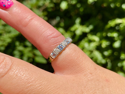 9ct Gold Aquamarine & Diamond Ring