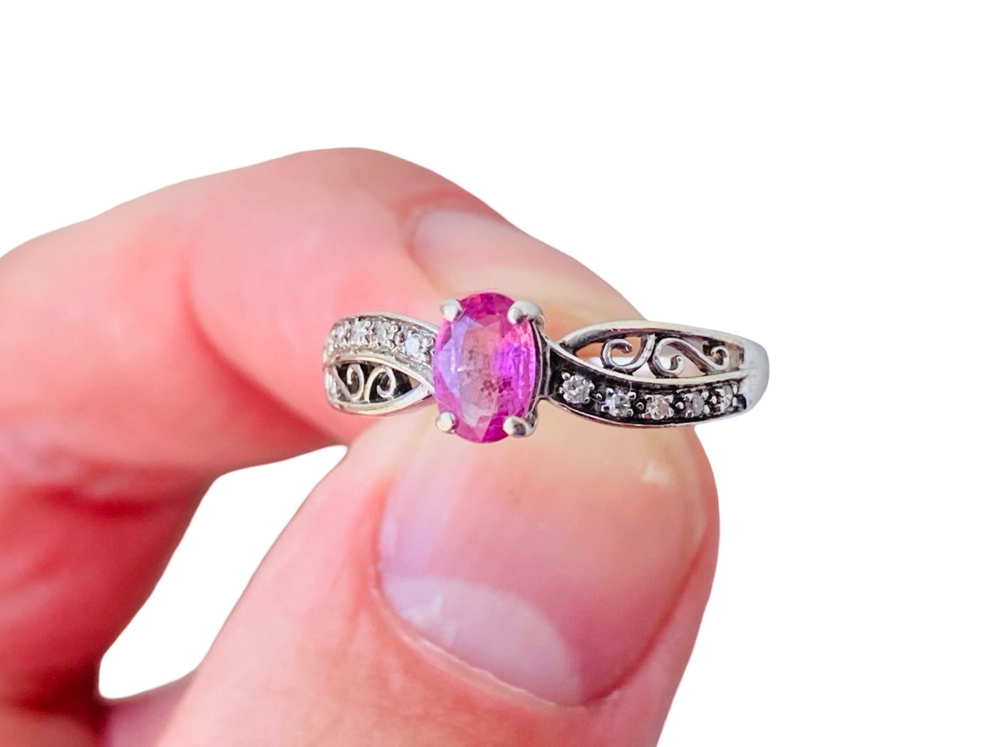 9ct Gold Pink Sapphire & Diamond Ring