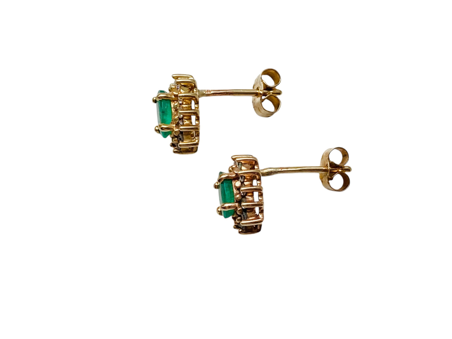 9ct Gold Emerald & Diamond Earrings