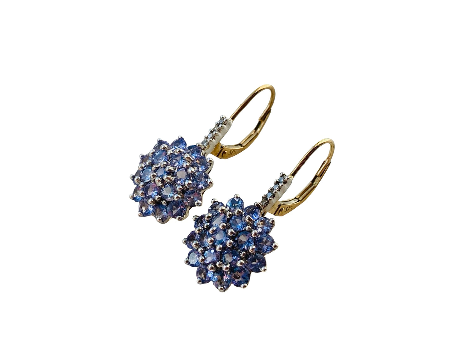 9ct Gold Tanzanite & Diamond Earrings