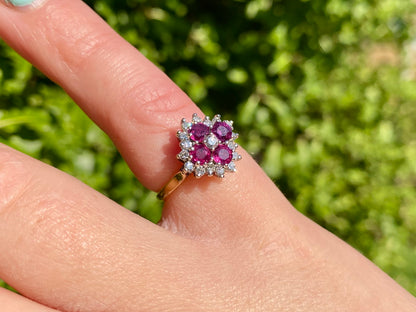 Vintage 18ct Gold Ruby & Diamond Ring