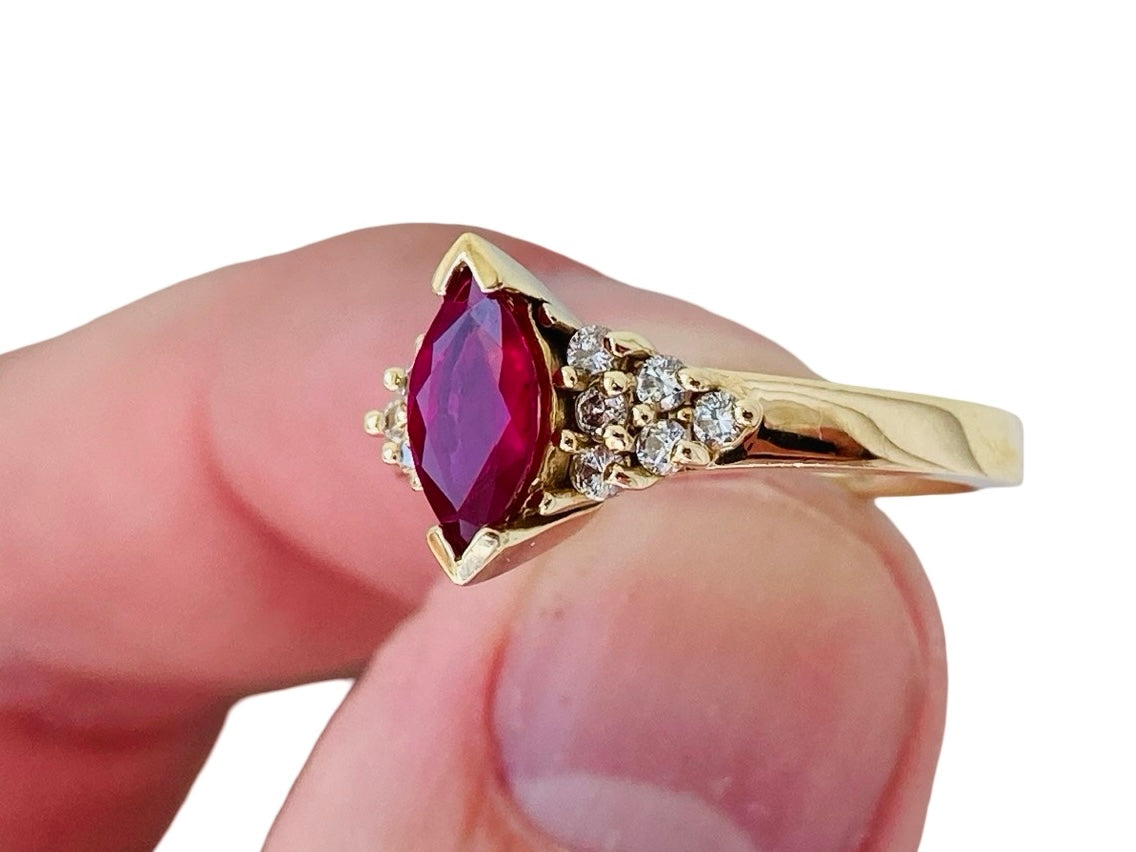 14ct Gold Ruby & Diamond Ring