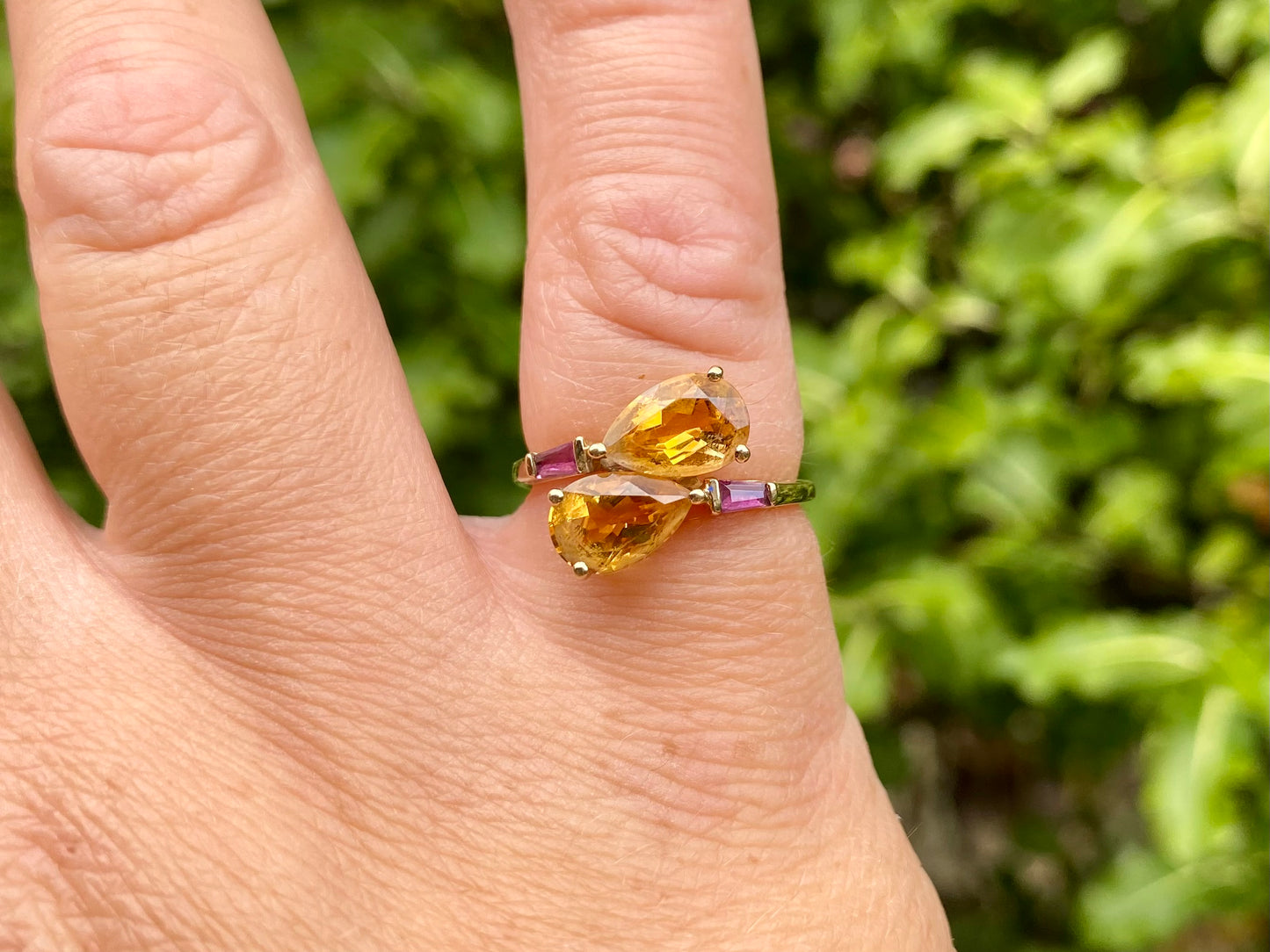 9ct Gold Citrine & Rhodolite Garnet Ring