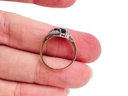 Vintage 9ct Gold Sapphire & Diamond Ring