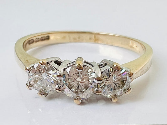 9ct Gold Three-Stone Diamond Ring
