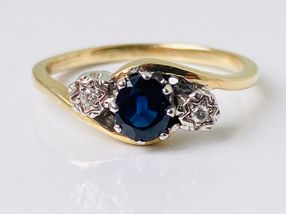 9ct Gold Sapphire & Diamond Ring