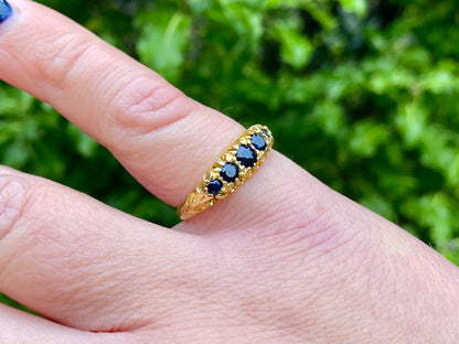 Vintage 18ct Gold Five-Stone Sapphire Ring