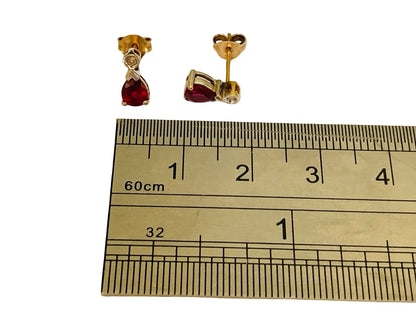 9ct Gold Ruby & Diamond Earrings