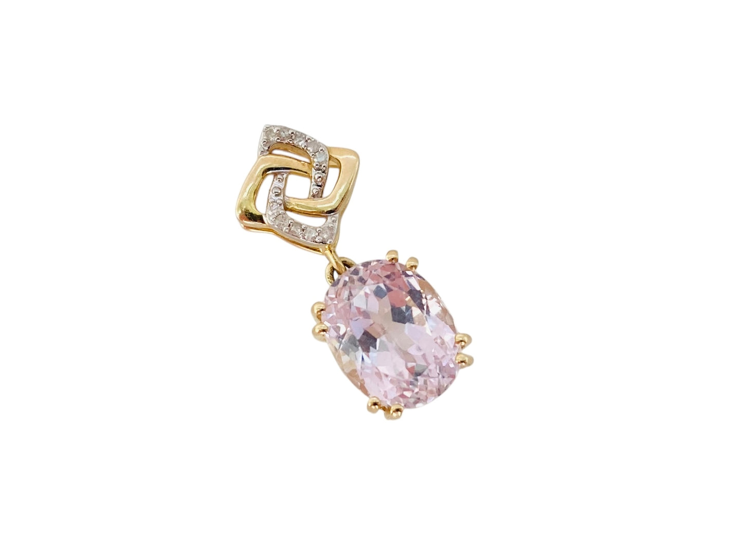 9ct Gold Kunzite & Diamond Pendant