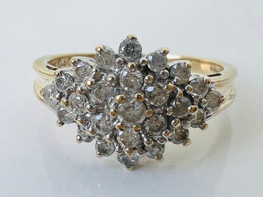 9ct Gold 0.50ct Diamond Cluster Ring