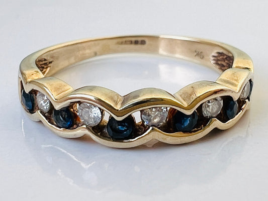 9ct Gold Sapphire & Diamond Ring