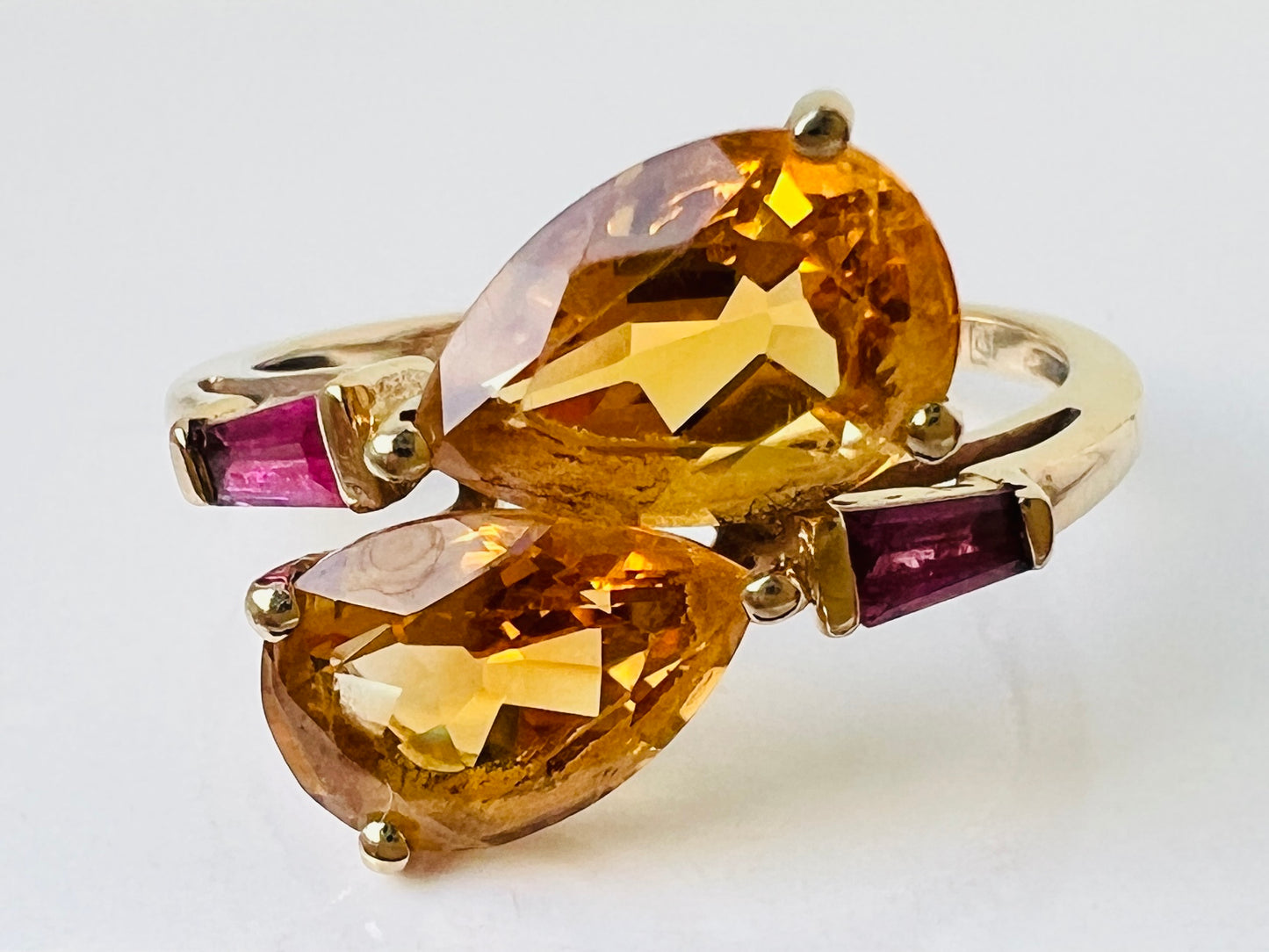 9ct Gold Citrine & Rhodolite Garnet Ring