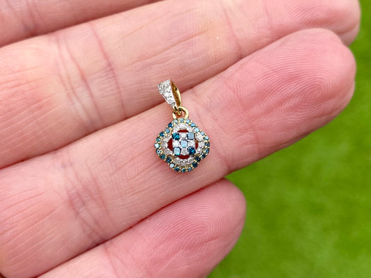 9ct Gold Blue & White Diamond Pendant